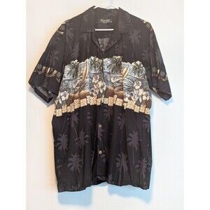Favant Button Up Hawaiian Shirt Palm Tree Tropical Brown  XXL 2XL